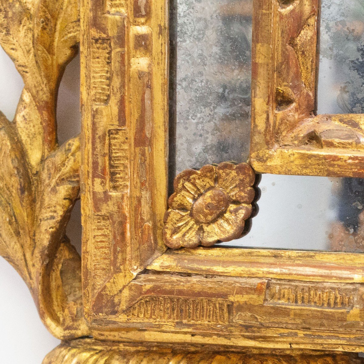 Miroir / Cheminée en bois doré, original 18ème siècle Louis XVI-photo-5