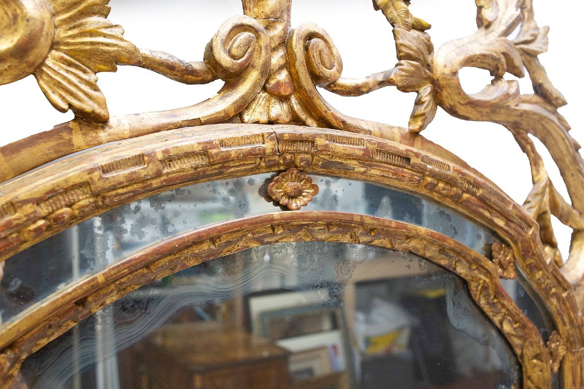 Miroir / Cheminée en bois doré, original 18ème siècle Louis XVI-photo-7