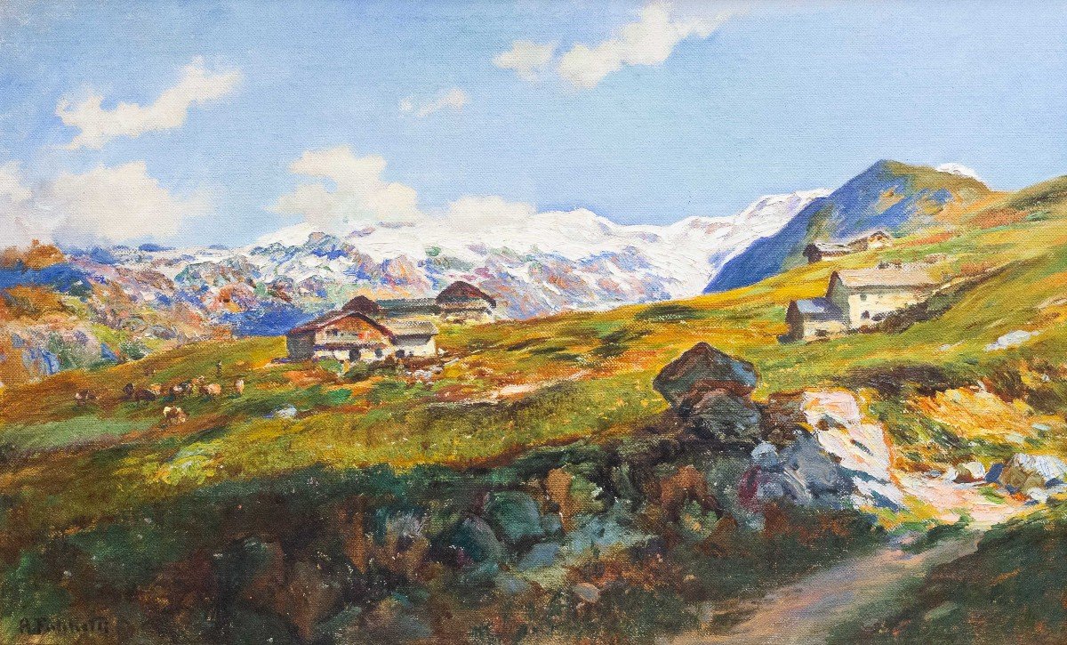 Alberto Falchetti, "Paysage de montagne - Monte Rosa", Époque : début du XXe siècle