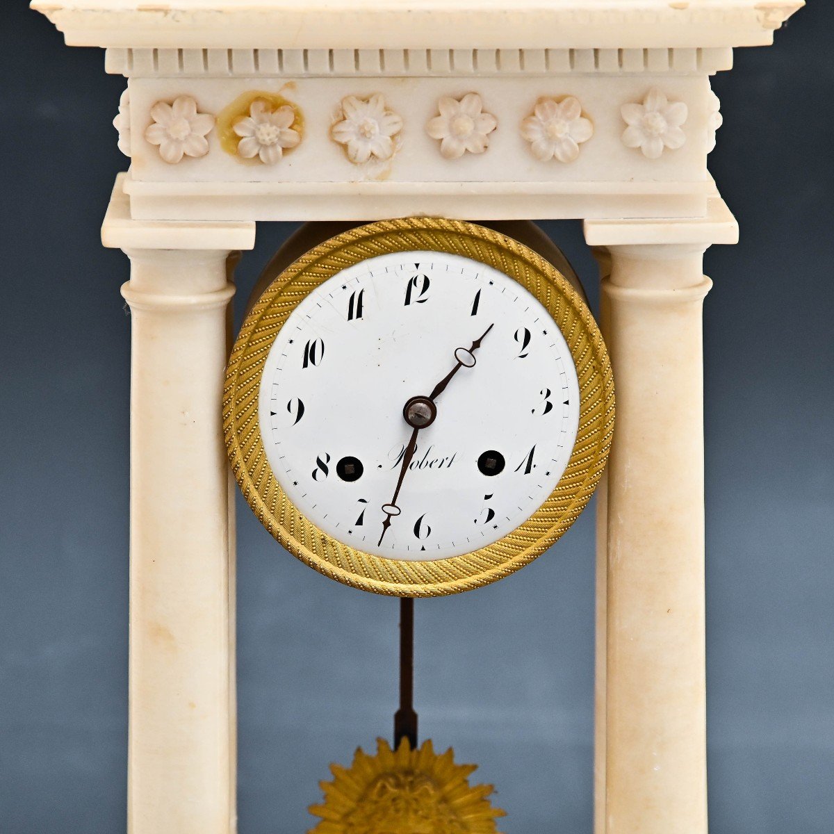 Pendule En Marbre Blanc, Style Louis XVI, 1830/1850-photo-2