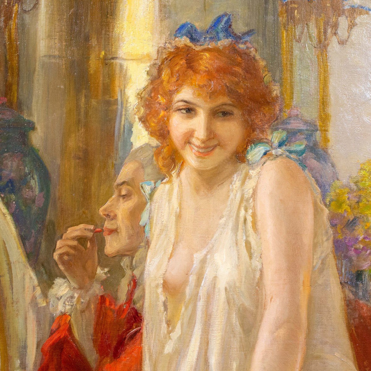 "cares Of Government," Oil On Canvas, By Vittorio Emanuele Bressanin, Signed, 1928-photo-3