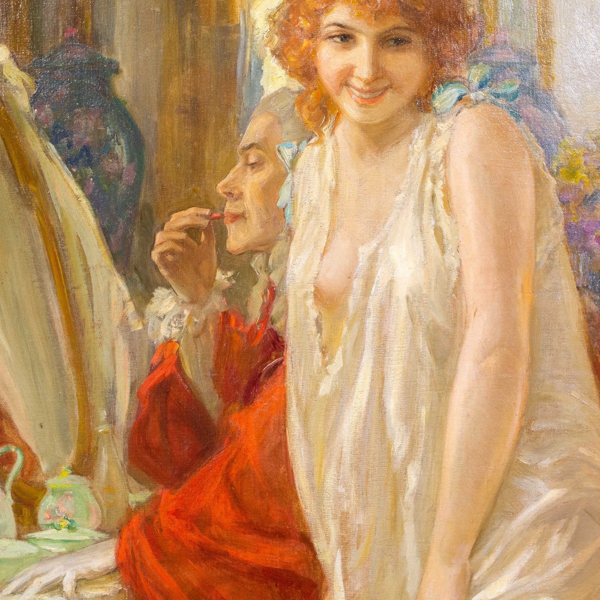 "cares Of Government," Oil On Canvas, By Vittorio Emanuele Bressanin, Signed, 1928-photo-4