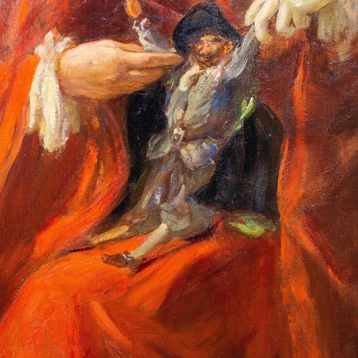 "cares Of Government," Oil On Canvas, By Vittorio Emanuele Bressanin, Signed, 1928-photo-5