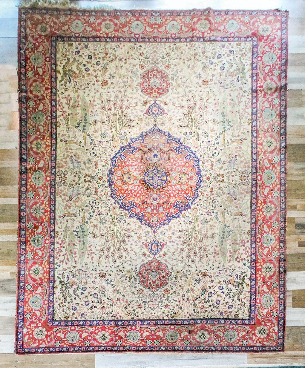 Large Tabriz Rug, Wool And Cotton, 1930s-40s-photo-4