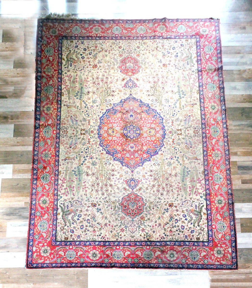 Large Tabriz Rug, Wool And Cotton, 1930s-40s