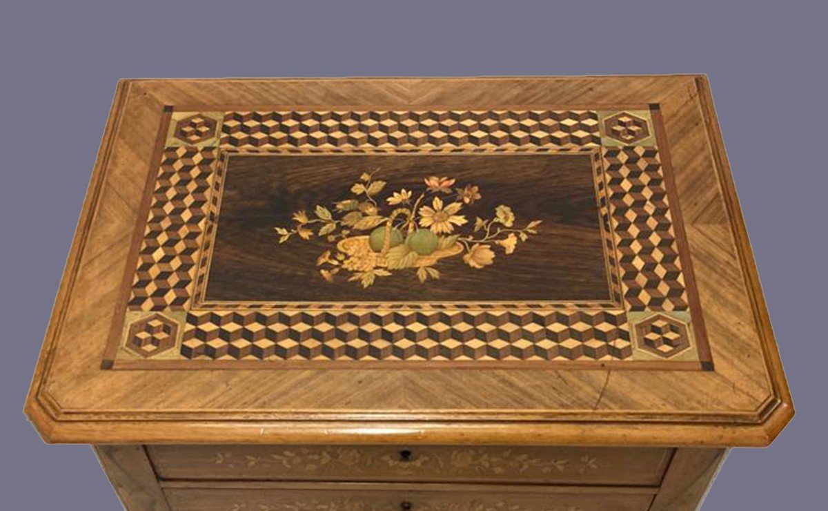 Walnut Inlaid Side Table, Late 1800s-photo-2