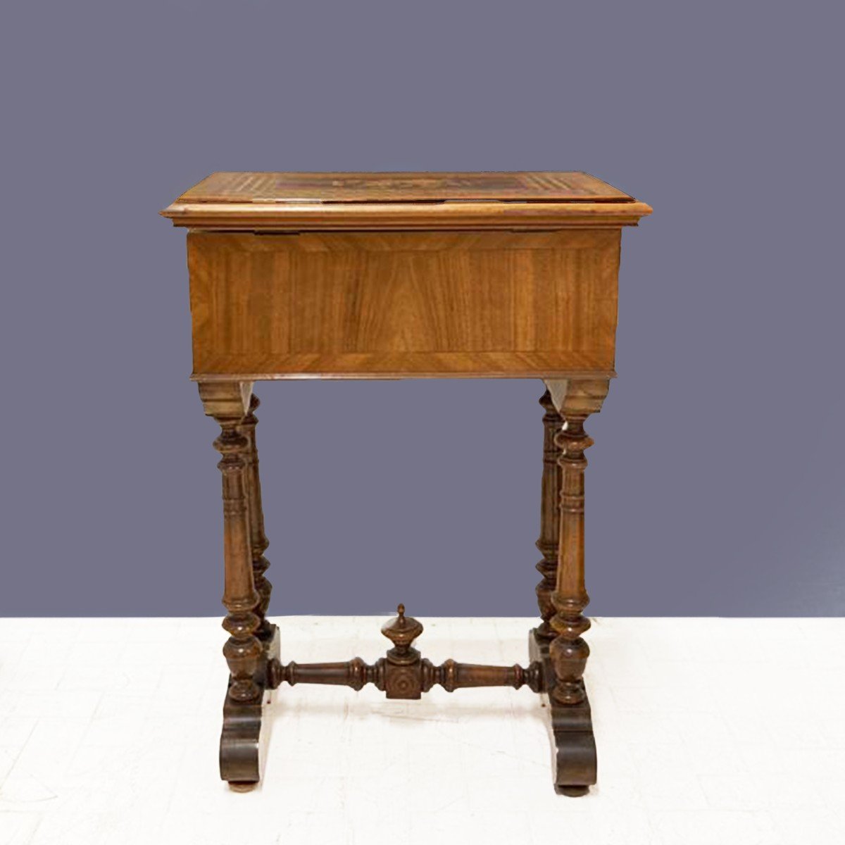 Walnut Inlaid Side Table, Late 1800s-photo-4