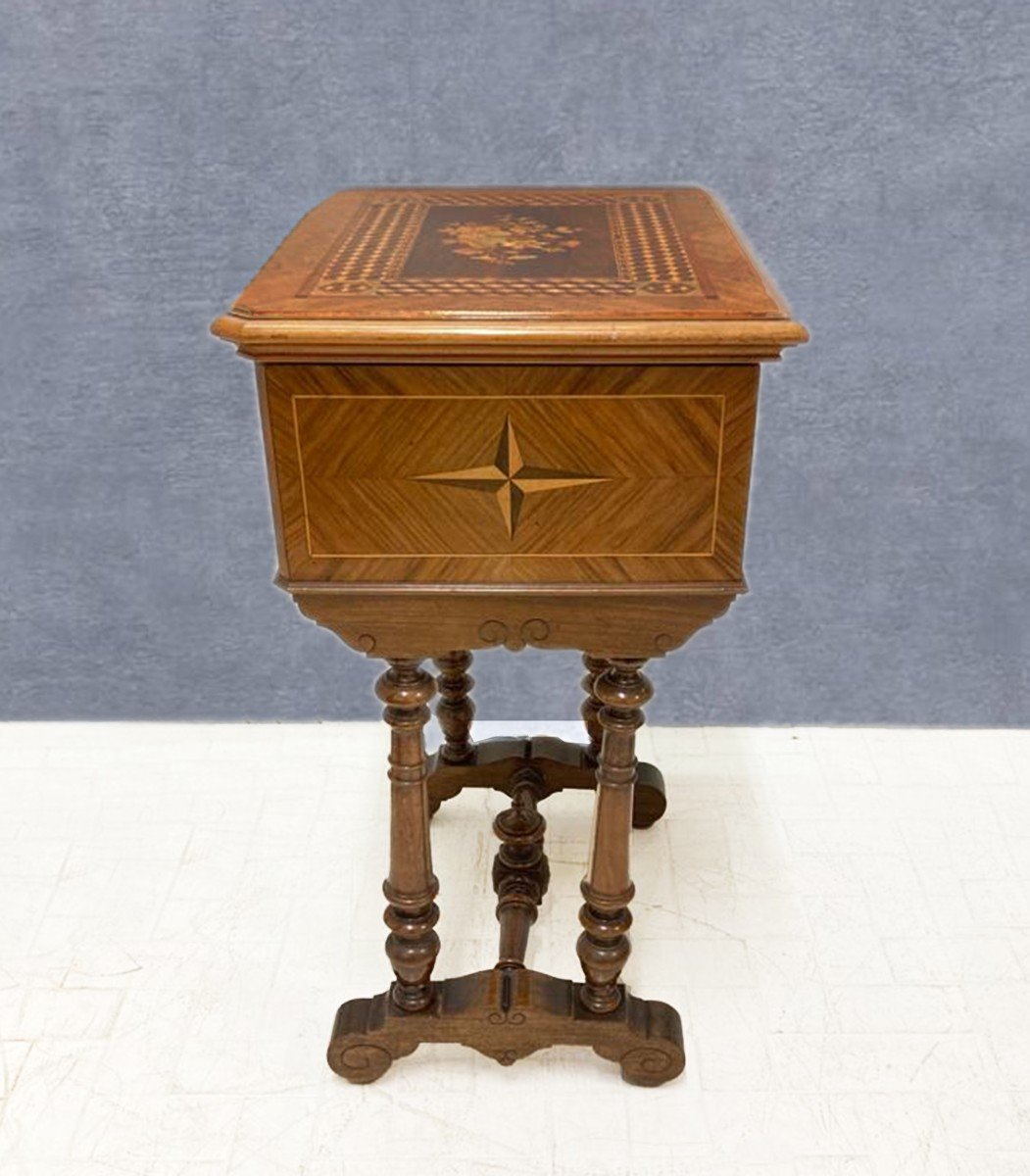 Walnut Inlaid Side Table, Late 1800s-photo-5
