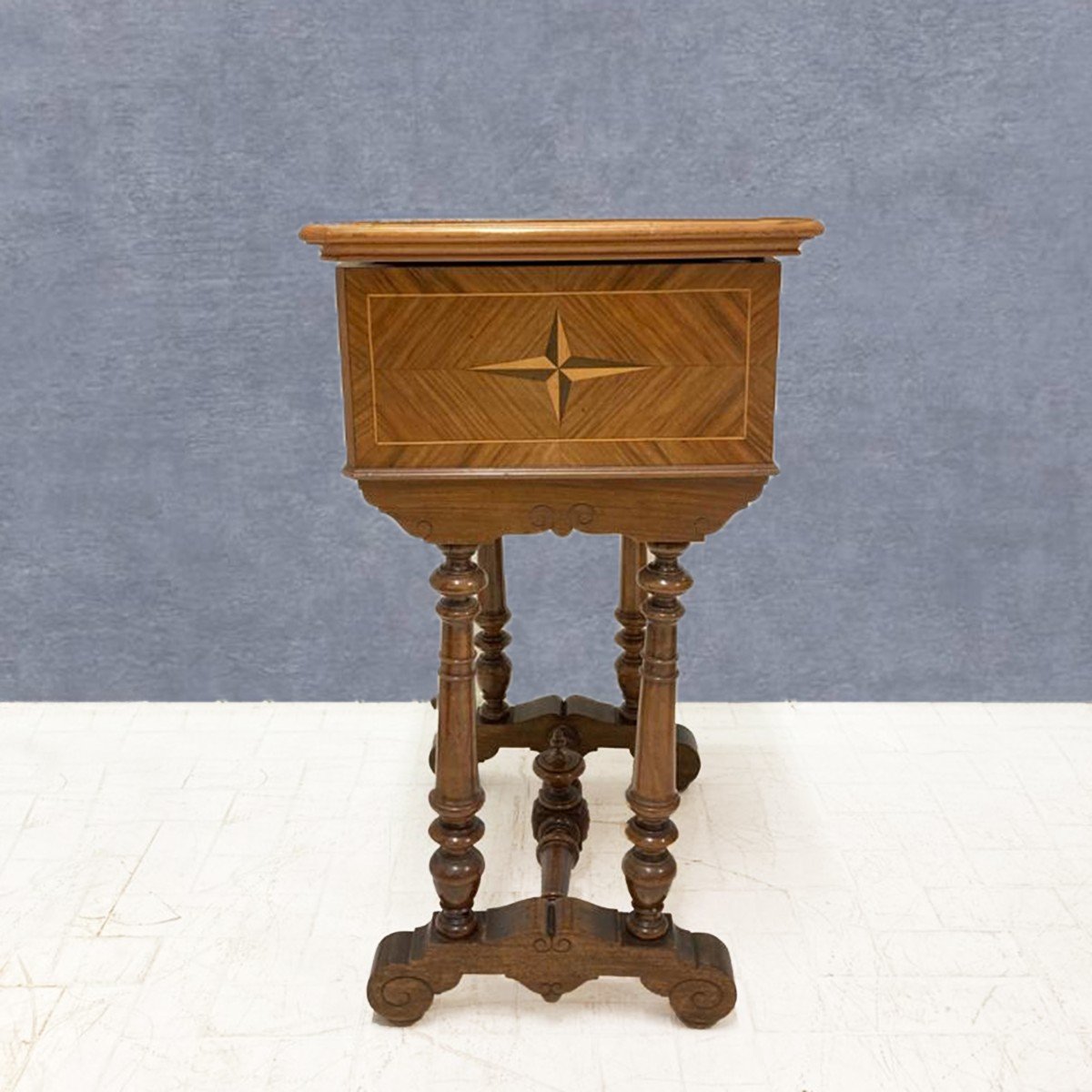Walnut Inlaid Side Table, Late 1800s-photo-6