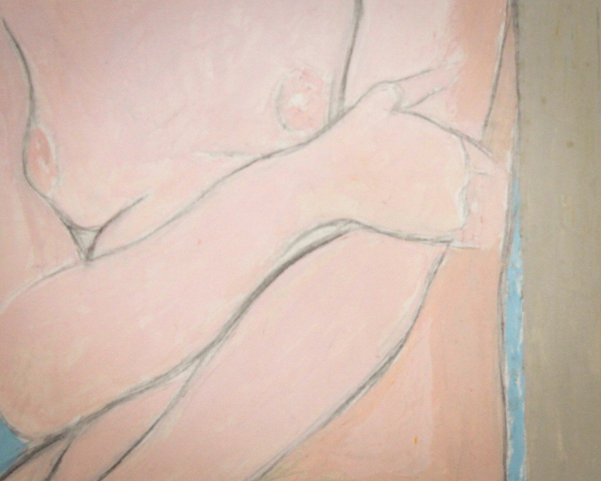 Francesco Menzio, "Modèle", peinture à l'huile sur toile, signée, années 1950-photo-5