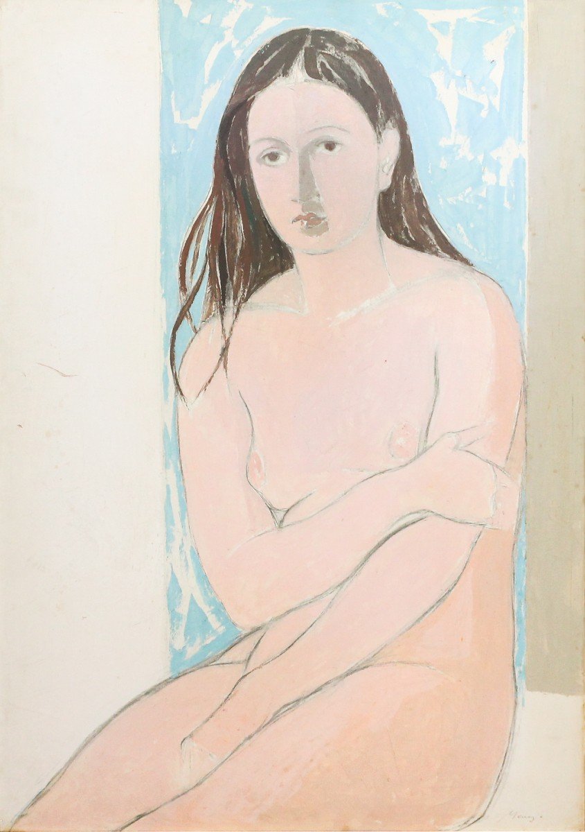 Francesco Menzio, "Modèle", peinture à l'huile sur toile, signée, années 1950