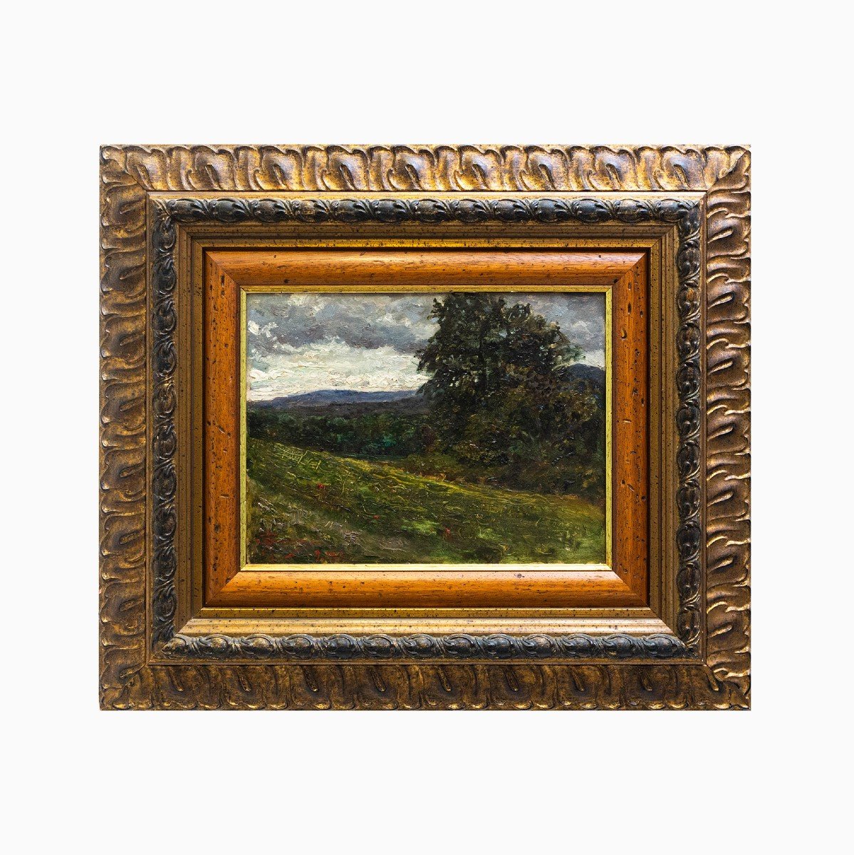 Angelo Garino, Oil On Panel, "temps Gris\ Gray Weather," Signed, 1902-photo-2