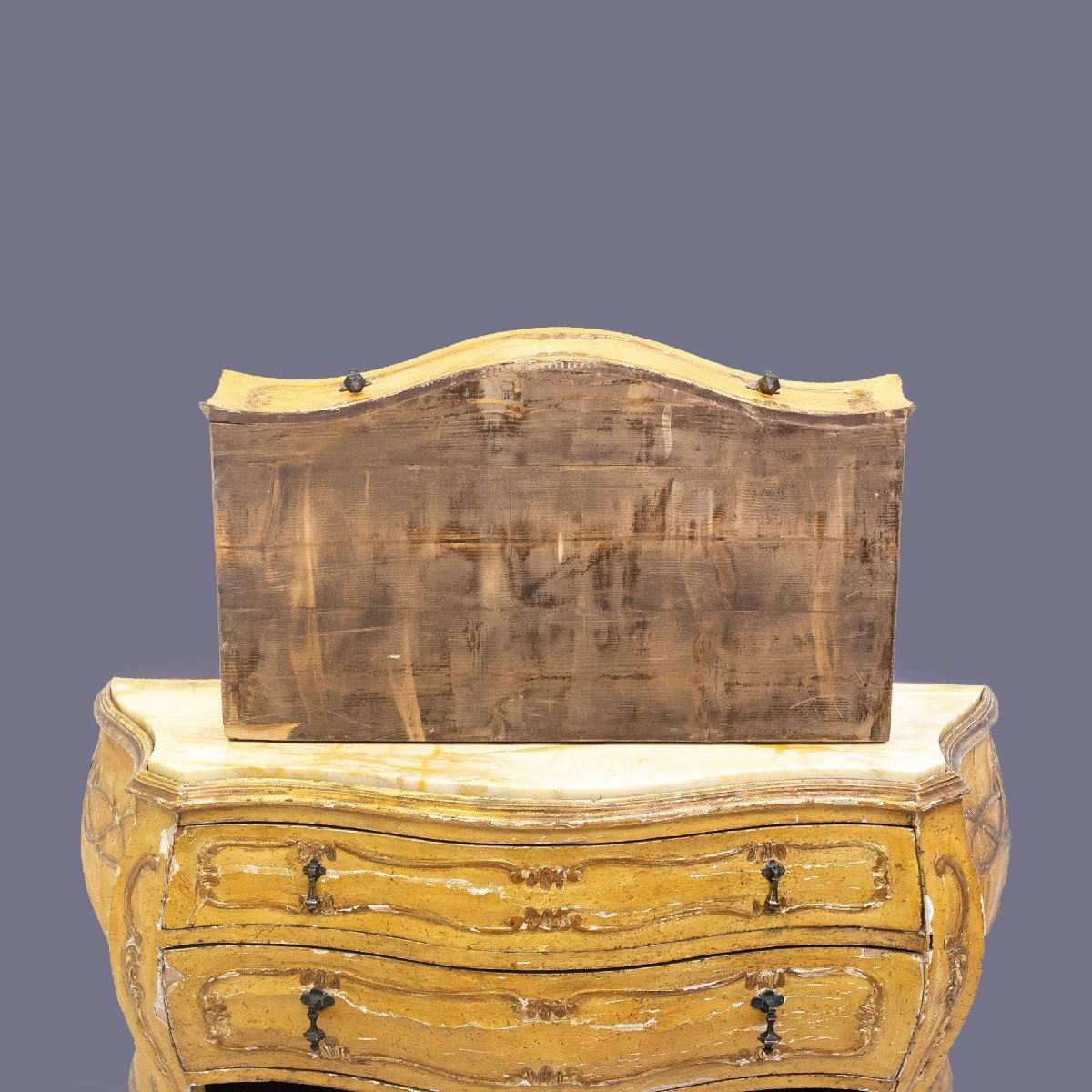 Commode/tiroir de style vénitien, en noyer laqué avec dessus en marbre, fin du 19e siècle-photo-4