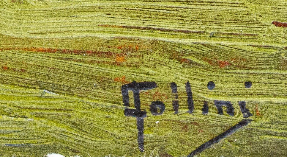 Carlo Follini "Paysage", huile sur carton, signée, Début du 20e siècle-photo-3