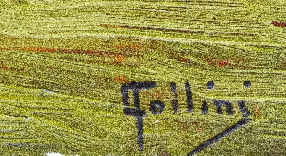 Carlo Follini "landscape," Oil On Cardboard, Signed, Epoch Early 20th Century-photo-3