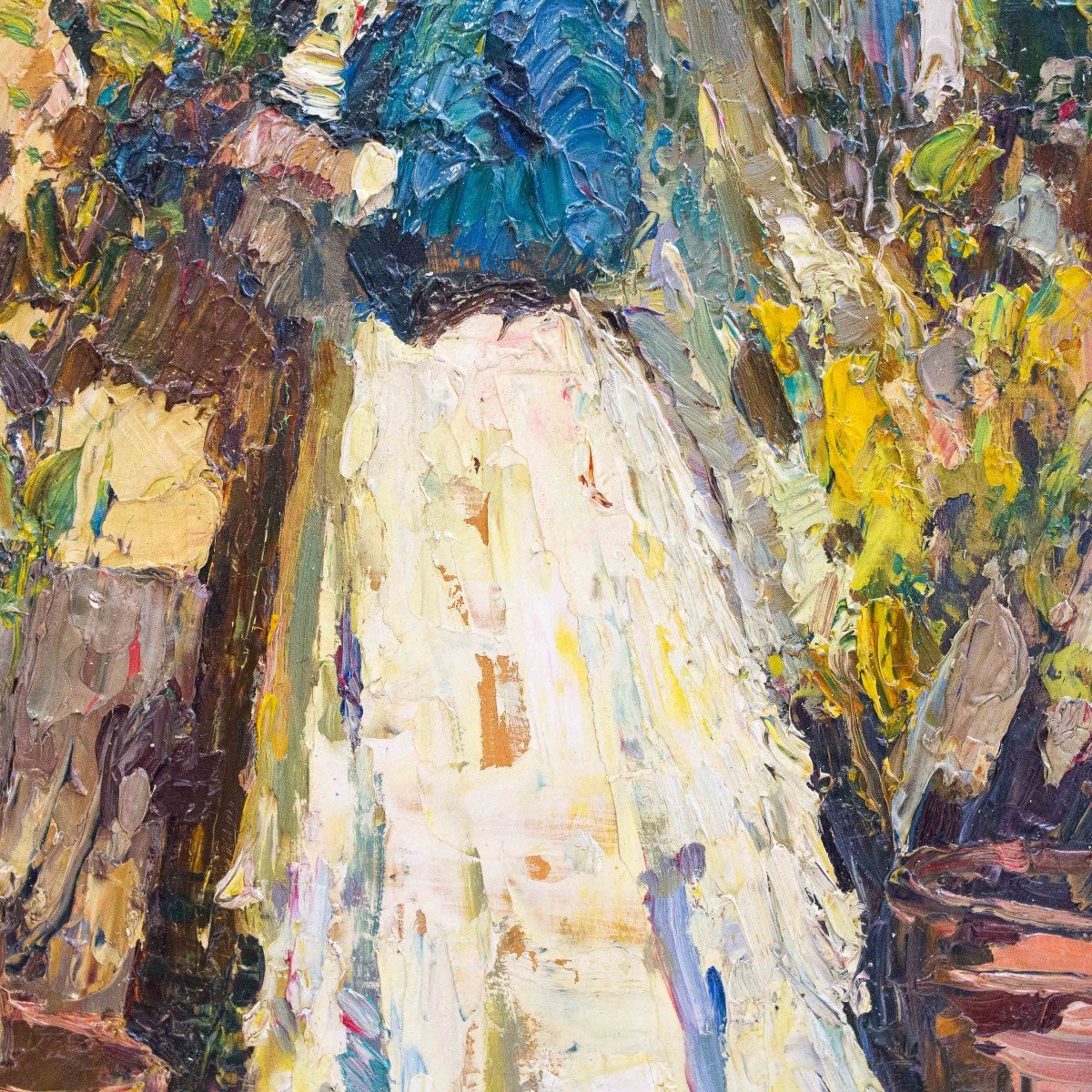 Alessandro Lupo, Oil On Panel Painting, "girl In The Garden," Signed, Early 20th Century-photo-5