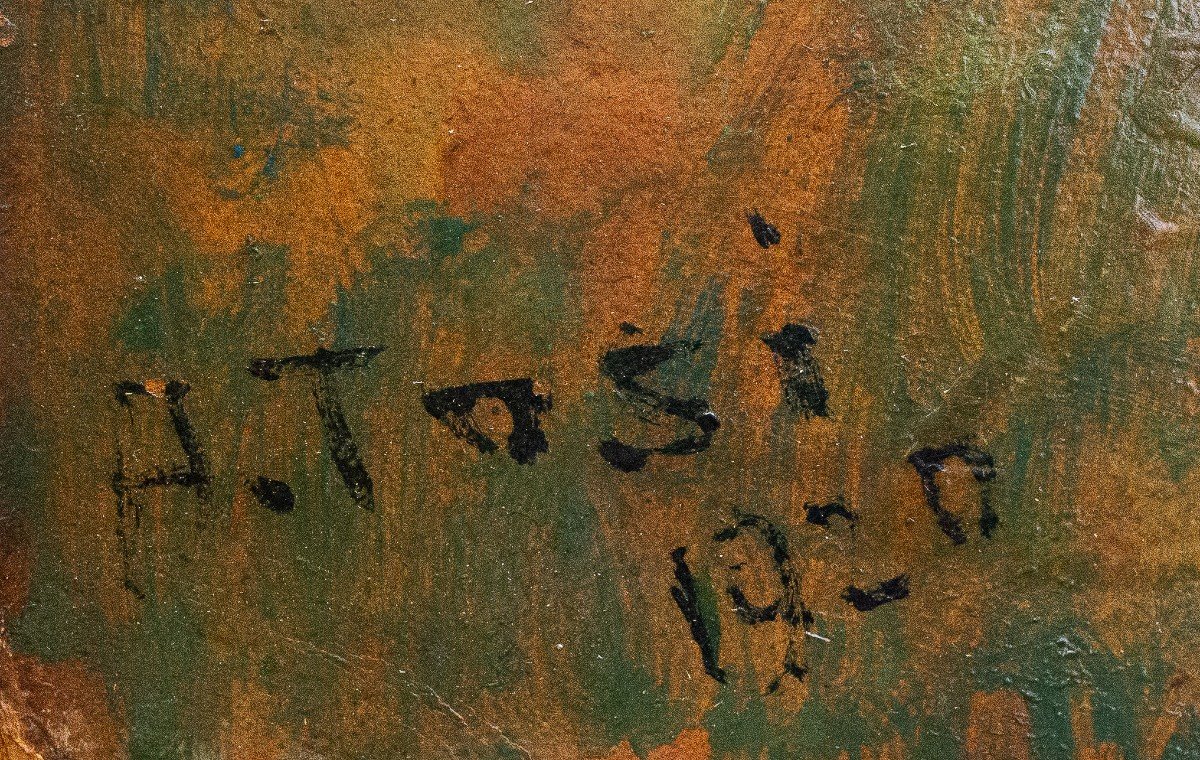Arturo Tosi, Oil On Cardboard "landscape," Signed, 1920-photo-4