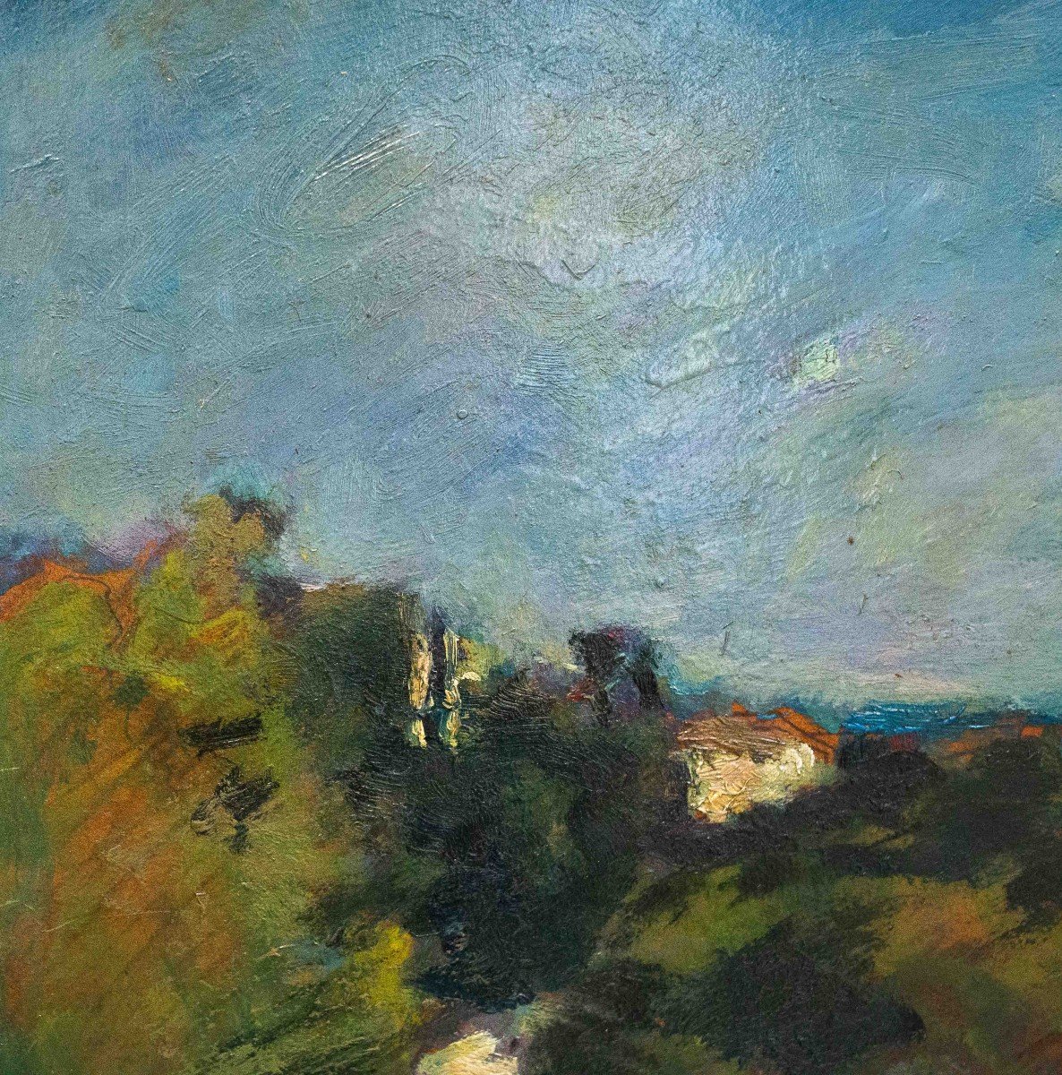 Arturo Tosi, Oil On Cardboard "landscape," Signed, 1920-photo-7
