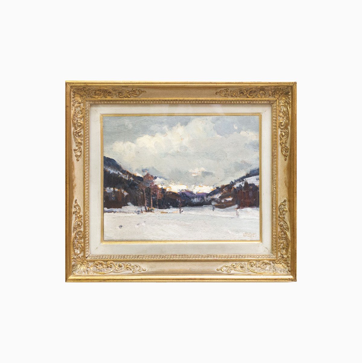 Carlo Musso, "la Thuille", Huile Sur Panneau, époque 20e Siècle-photo-1