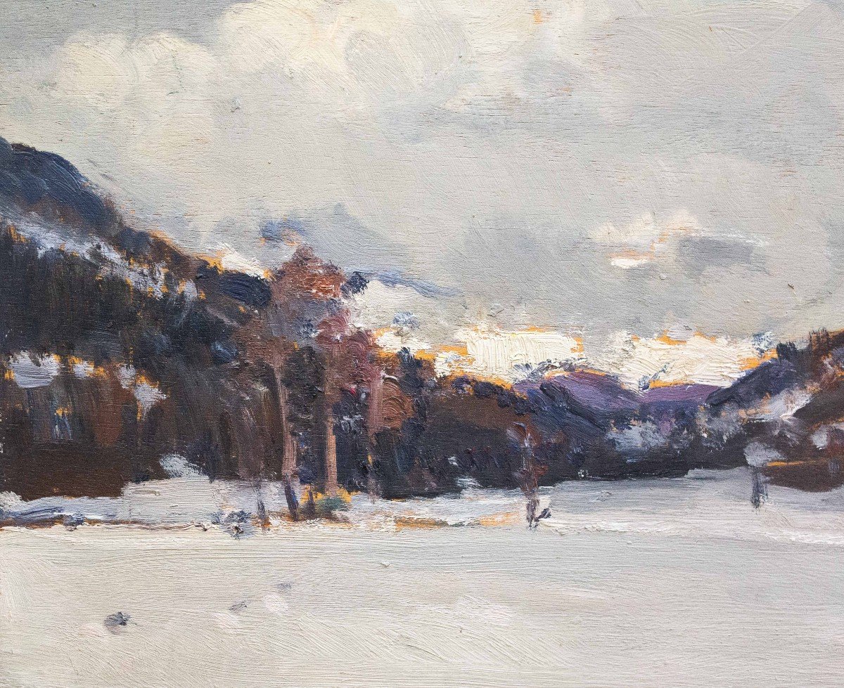 Carlo Musso, "la Thuille", Huile Sur Panneau, époque 20e Siècle-photo-3