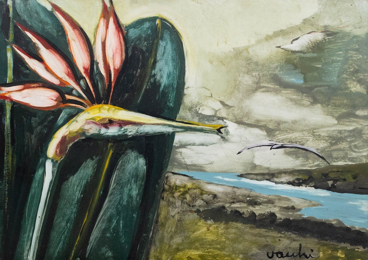 Sergio Vacchi , “attention Of Flight,” Oil On Canvas, Signed, 1973