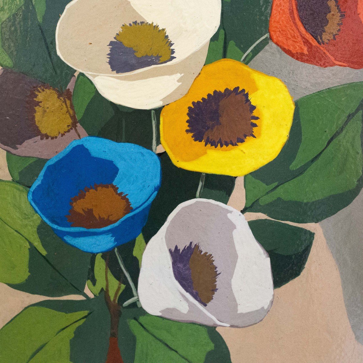Roberto Masi, Oil On Plywood, "vase Of Flowers", Signed, 1900s-photo-7