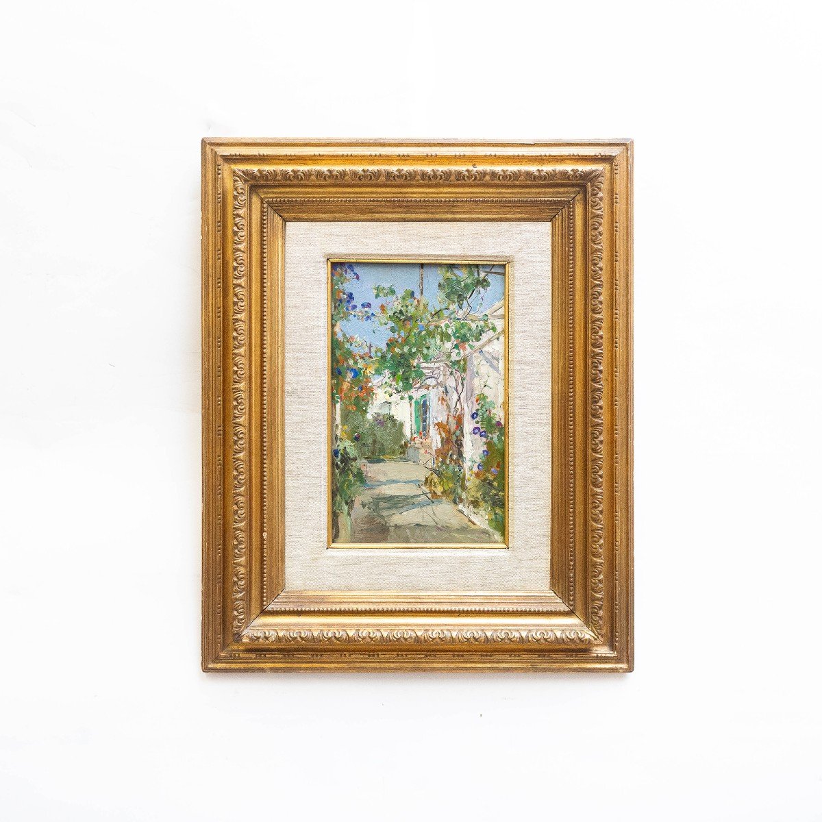 Giuseppe Casciaro, "Route de campagne", huile sur panneau, XXe siècle-photo-2