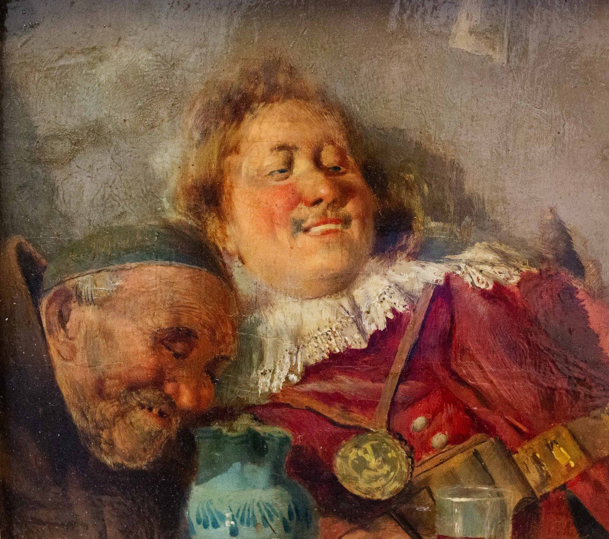 Tito Pellicciotti, "merry Company," Signed, Oil On Panel, Early 20th Century-photo-8