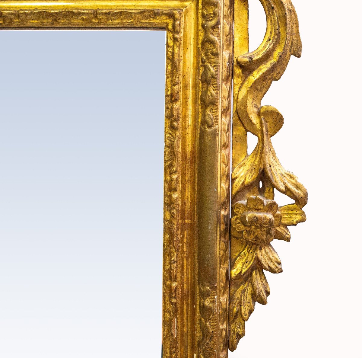 Miroir/foyer En Bois Doré, Original Louis XVI, époque 19ème Siècle-photo-4