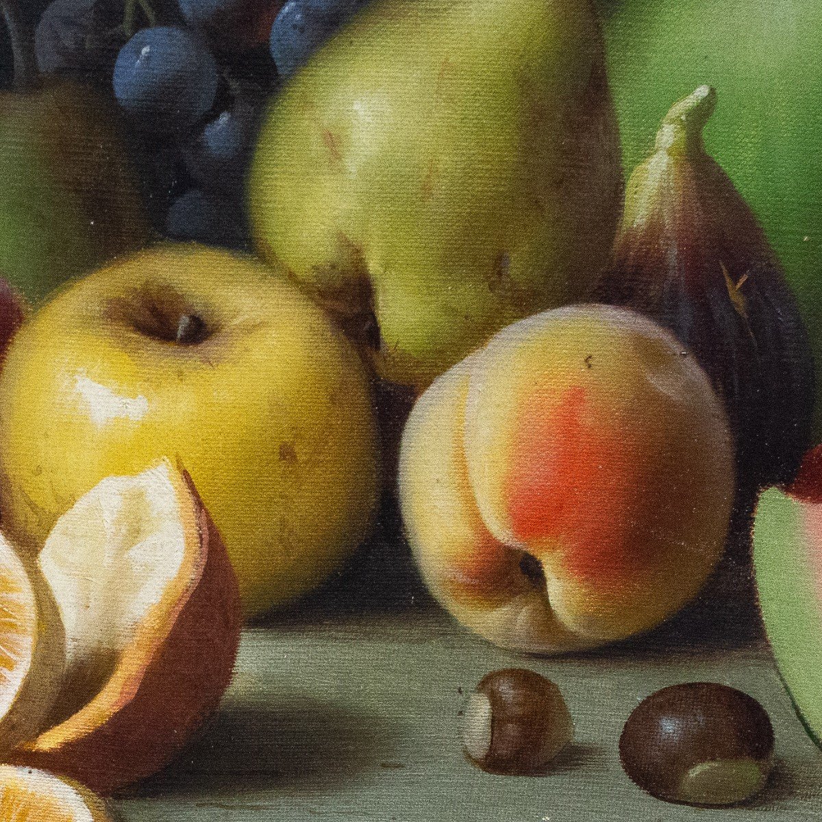 Giuseppe Falchetti, Oil On Canvas, “still Life With Fruit,” Signed, 1893-photo-1