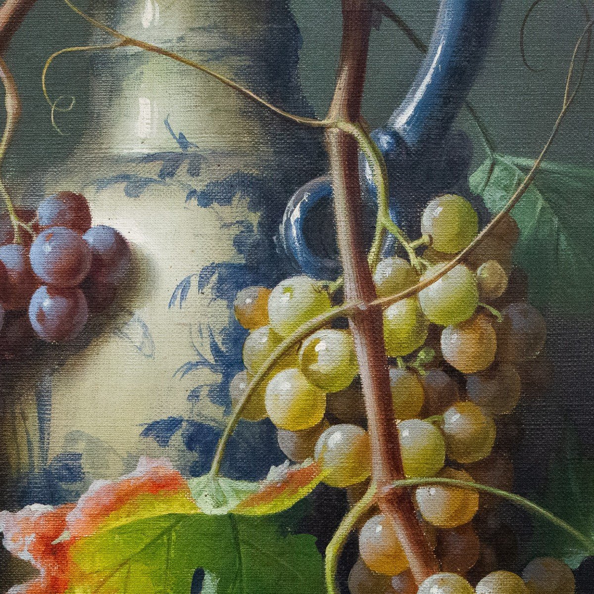 Giuseppe Falchetti, Oil On Canvas, “still Life With Fruit,” Signed, 1893-photo-2