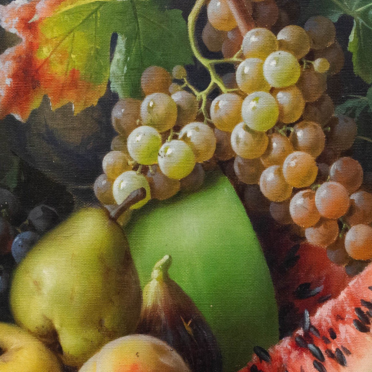 Giuseppe Falchetti, Oil On Canvas, “still Life With Fruit,” Signed, 1893-photo-6