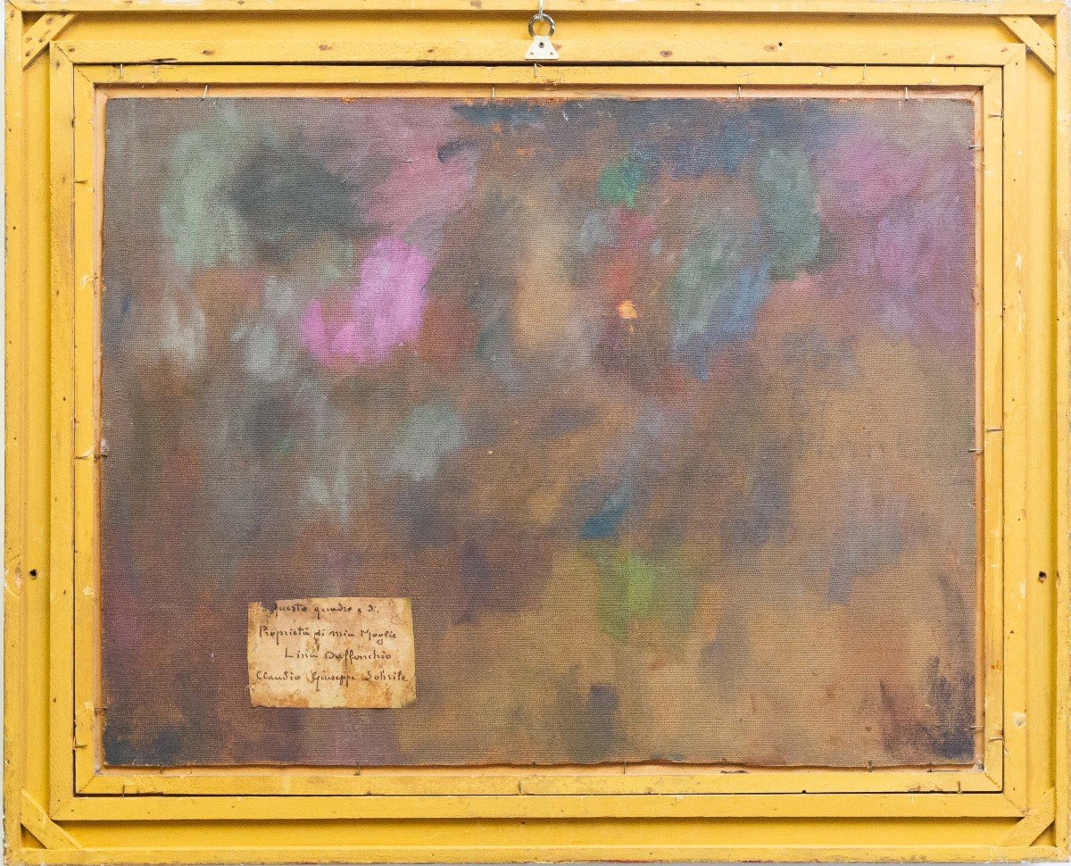 Giuseppe Sobrile, “vases Of Flowers,” Oil On Pressed Cardboard, Signed, 1952-photo-8