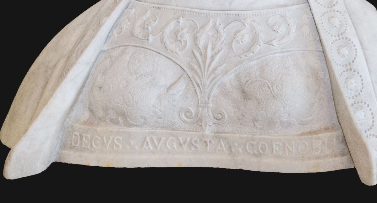 Bust Of, “noble Florentine Lady,” In Carrara Marble, 19th Century-photo-2