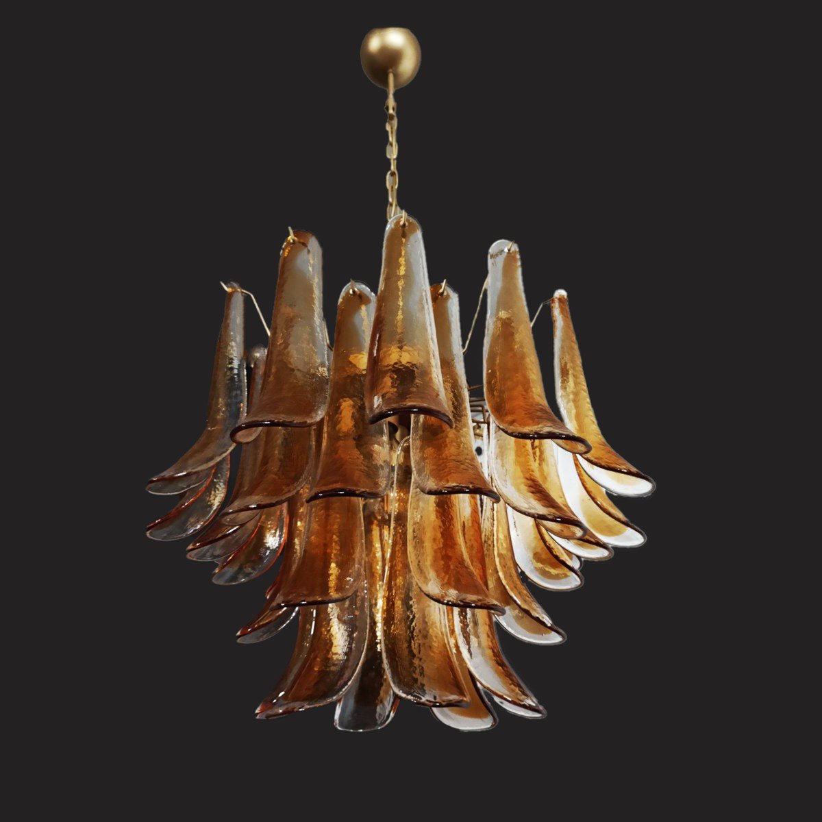 Vintage Murano Glass Chandelier With Amber Glass Petals By Mazzega, Italy, 1990s-photo-4