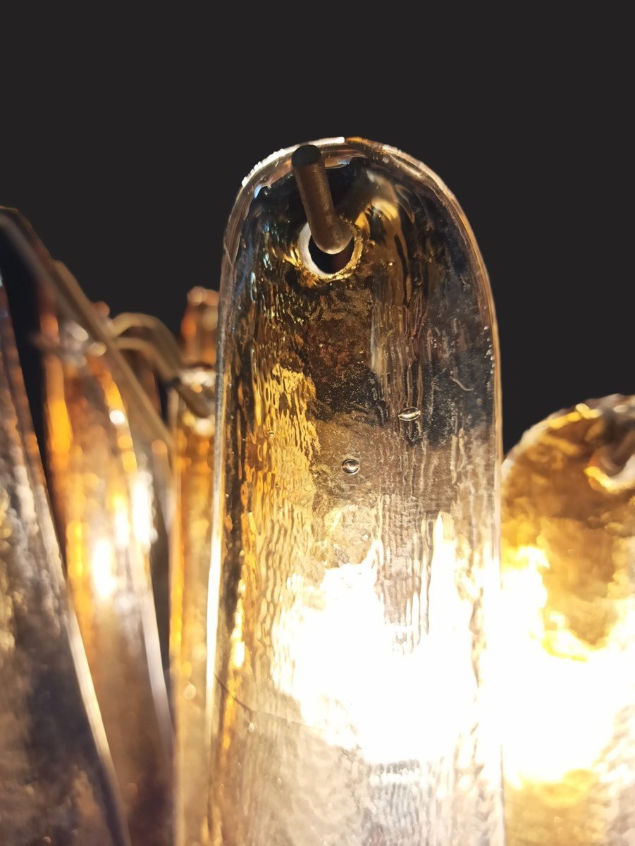 Vintage Murano Glass Chandelier With Amber Glass Petals By Mazzega, Italy, 1990s-photo-1