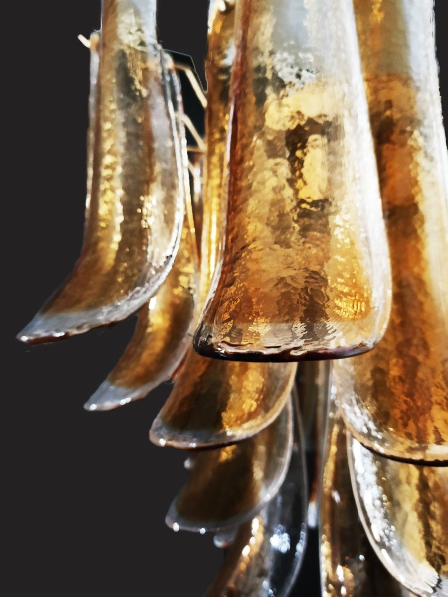 Vintage Murano Glass Chandelier With Amber Glass Petals By Mazzega, Italy, 1990s-photo-6