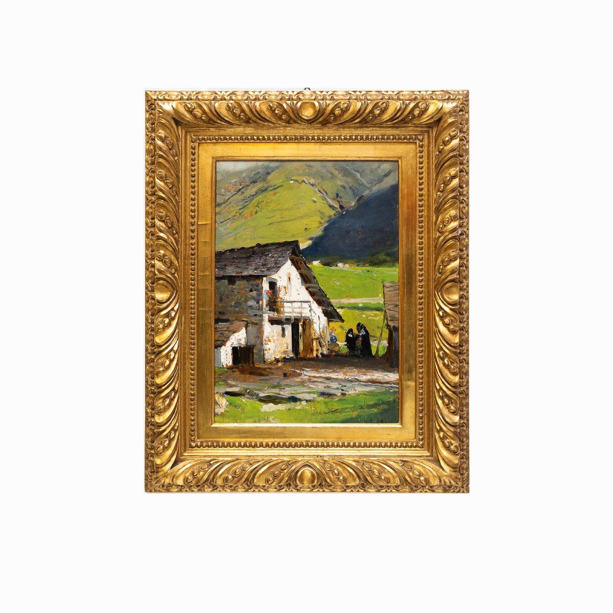 Lorenzo Delleani, Oil On Panel, “mountain House,” 1899  -photo-2