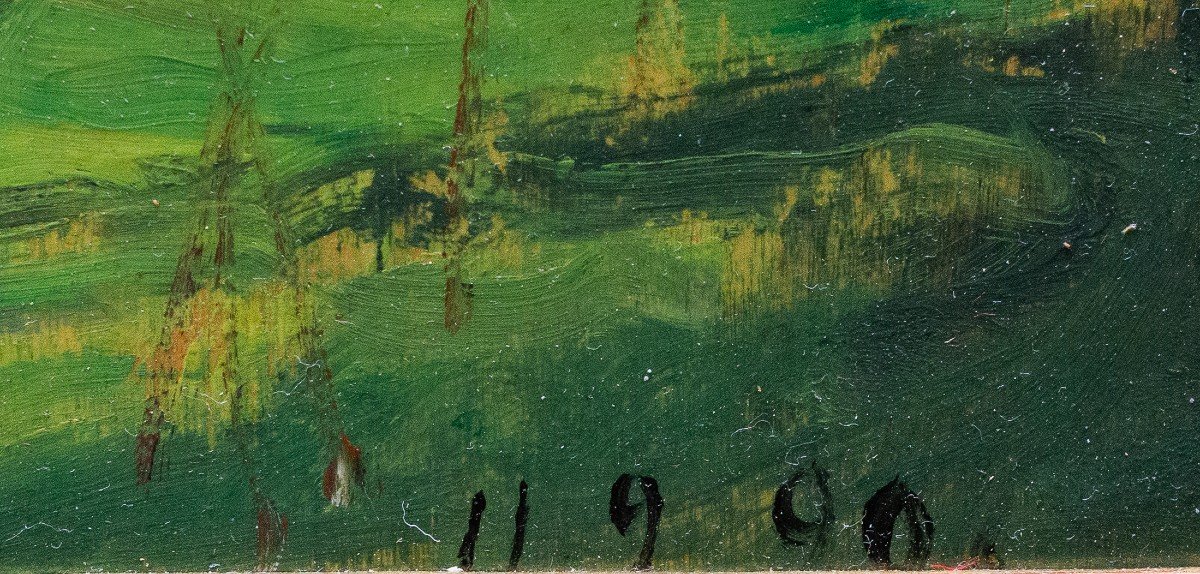 Lorenzo Delleani, Oil On Panel, “mountain House,” 1899  -photo-3
