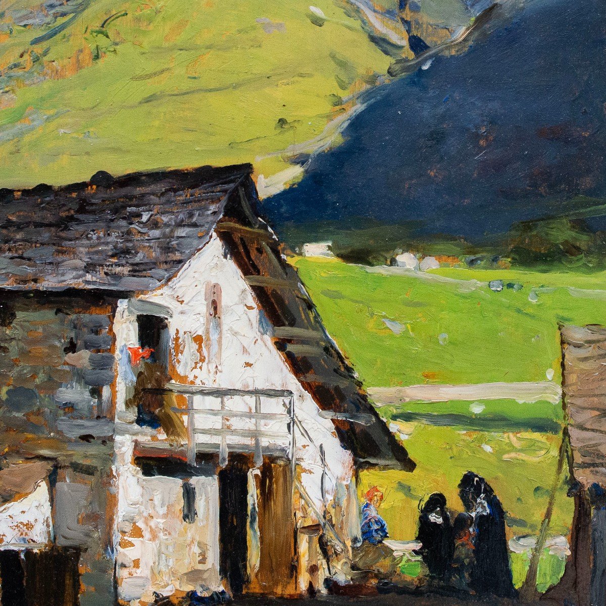 Lorenzo Delleani, Oil On Panel, “mountain House,” 1899  -photo-2