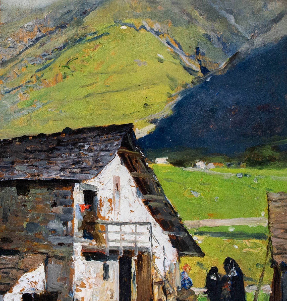 Lorenzo Delleani, Oil On Panel, “mountain House,” 1899  -photo-3