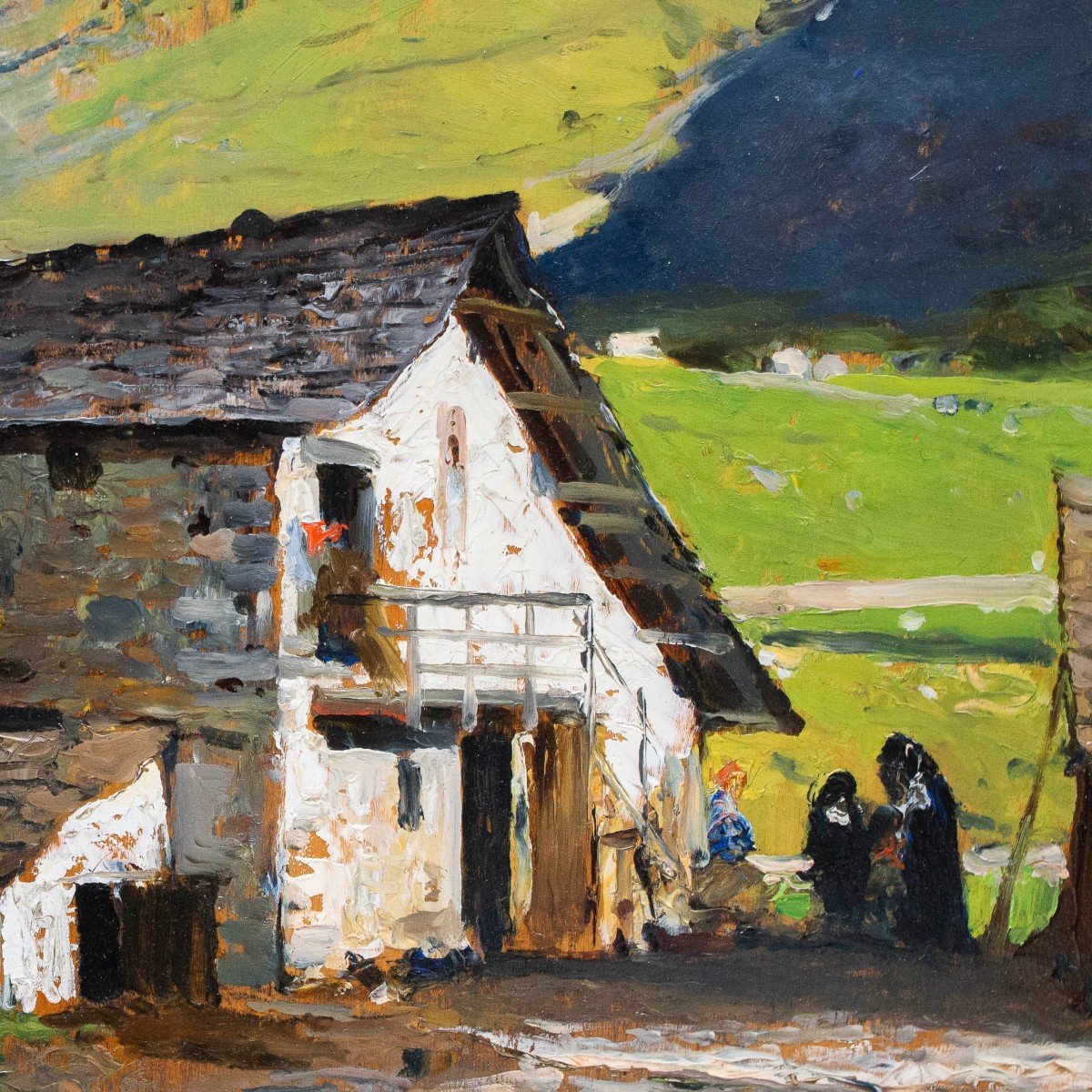 Lorenzo Delleani, Oil On Panel, “mountain House,” 1899  -photo-4