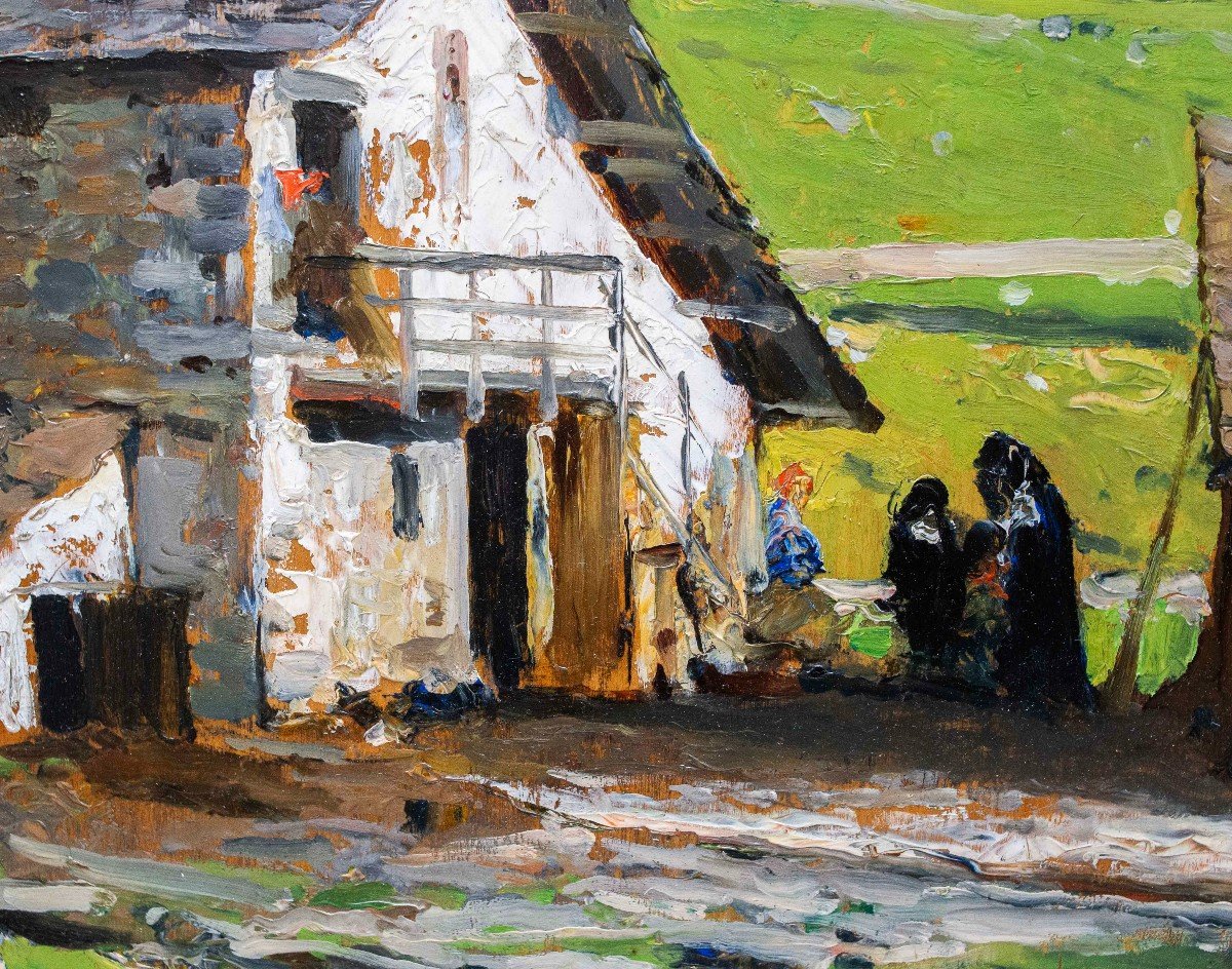 Lorenzo Delleani, Oil On Panel, “mountain House,” 1899  -photo-5