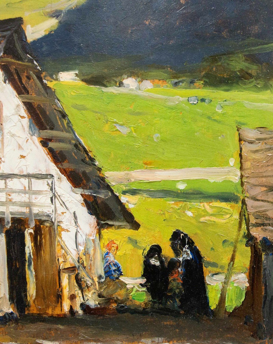 Lorenzo Delleani, Oil On Panel, “mountain House,” 1899  -photo-6