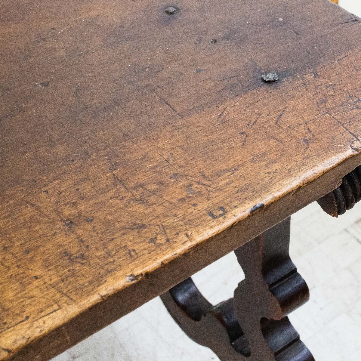 Ancienne Table Fratino, Noyer, Espagne, Fin Du 17ème Siècle-photo-6