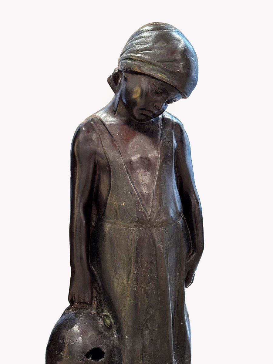 Vincenzo Aurisicchio, « Enfant », Sculpture En Bronze, Signée, 19e Siècle-photo-1