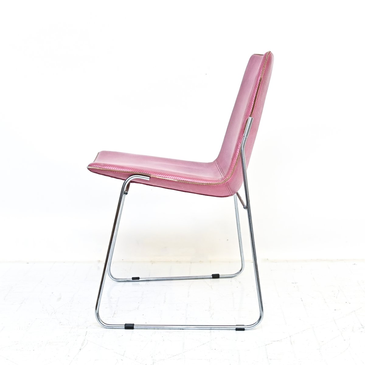 Offredi For Saporiti Set Of 6 Chairs In Leather And Metal, 1970s-photo-1