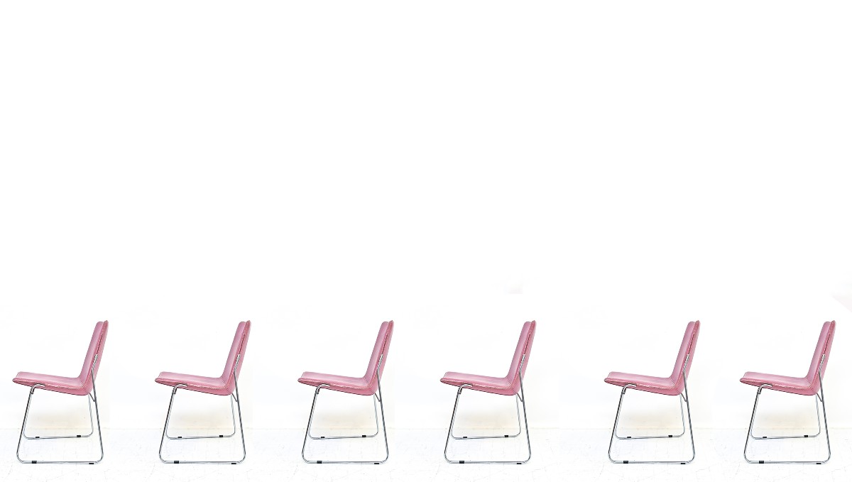 Offredi For Saporiti Set Of 6 Chairs In Leather And Metal, 1970s