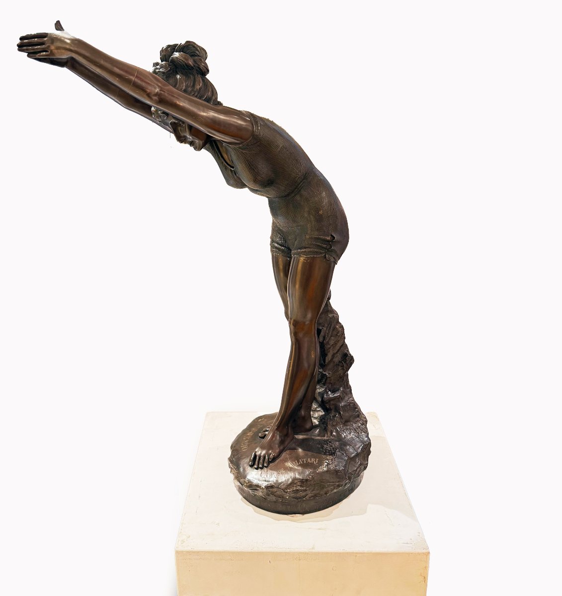 Odoardo Tabacchi (1831 - 1905), “tuffolina,” Bronze Sculpture, 1886-photo-3