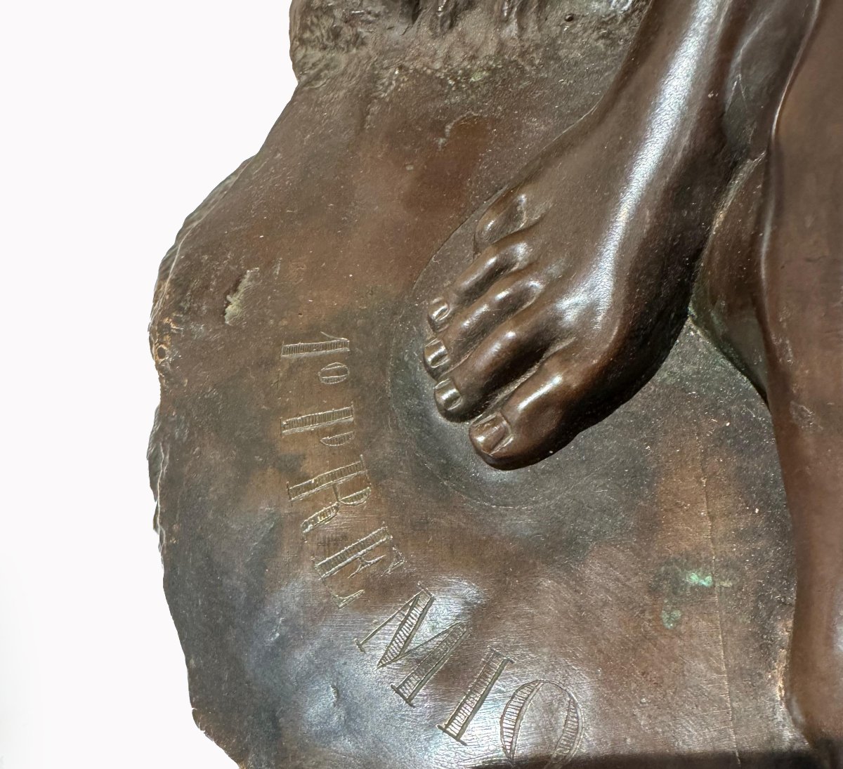 Odoardo Tabacchi (1831 - 1905), “tuffolina,” Bronze Sculpture, 1886-photo-1